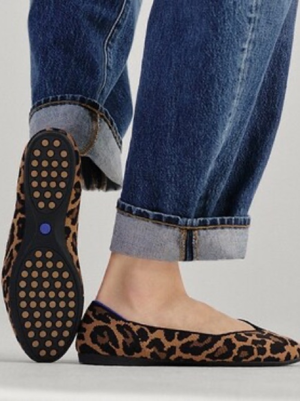Rothy's Leopard Print Ballet Flat in Brown and Black